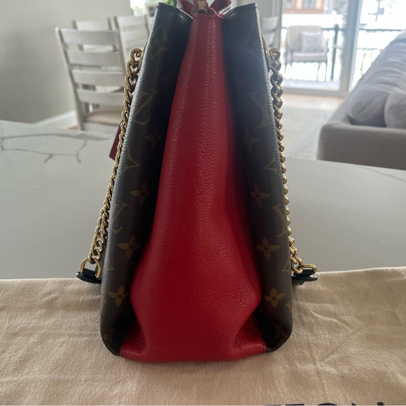 Louis Vuitton Surene MM Monogram Brown Coated Canvas & Cerise (Red) Leather Tote - Picture 5 of 17